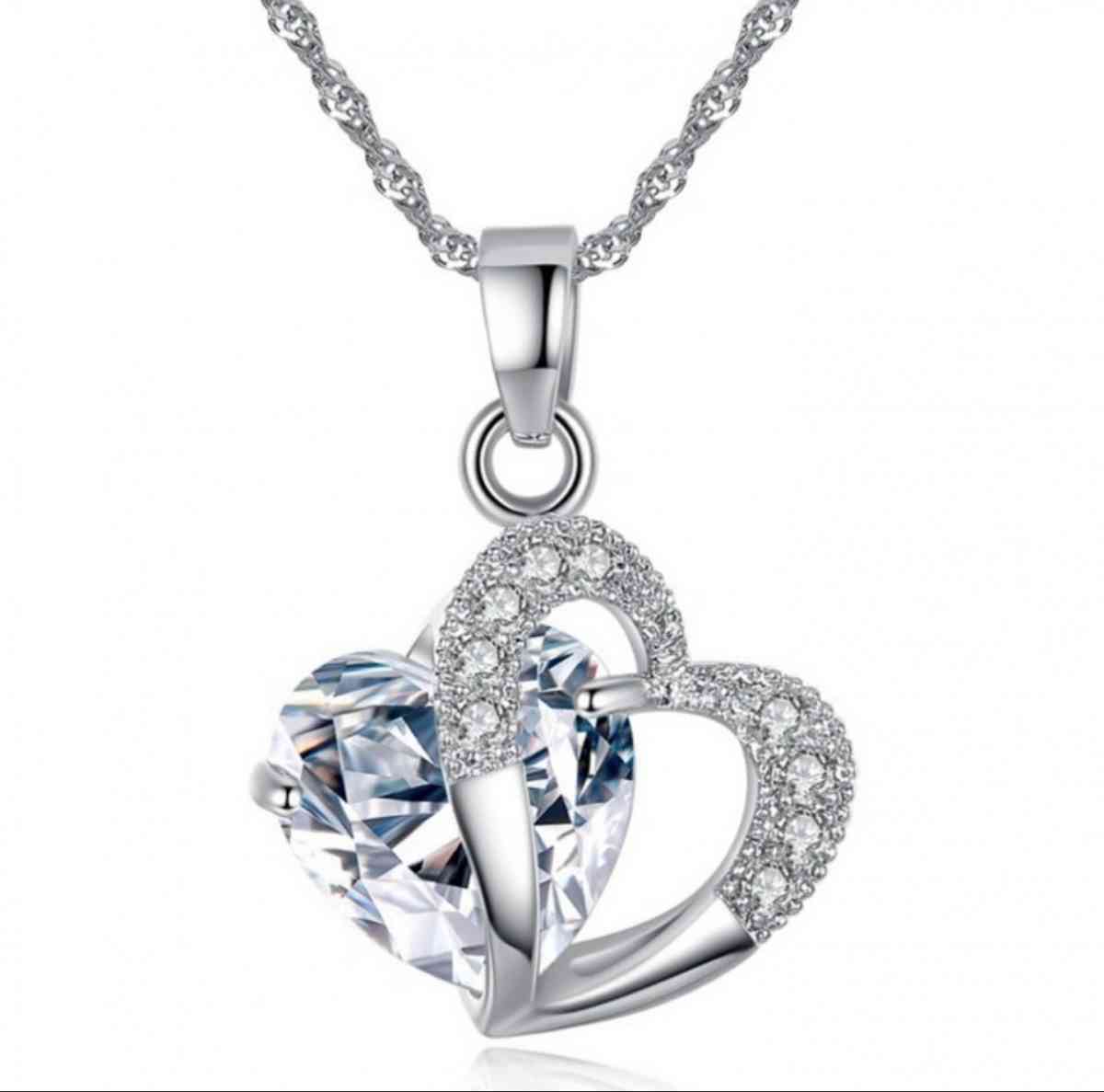 Fashion Peach Heart Shape Colorful Zircon Necklace Clavicle - Alexandria, Virginia - FleaMarketBay