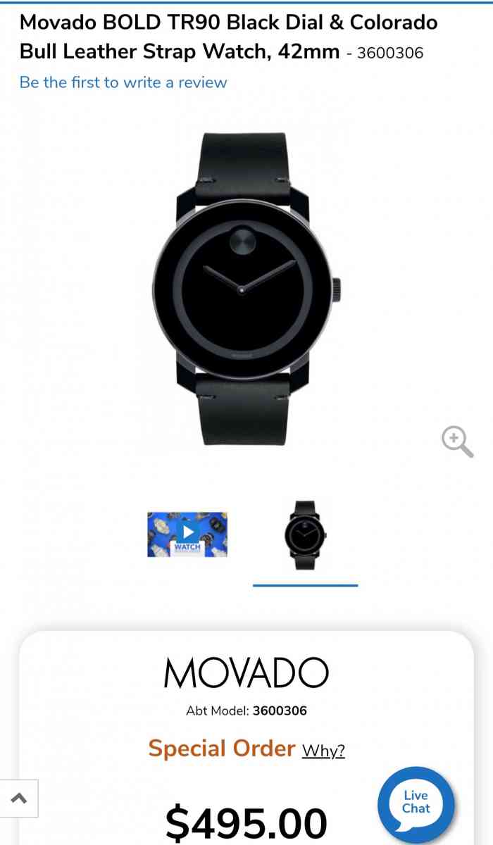 Movado Bold Black Museum Dial Black Leather Unisex Watch - Los Angeles, California - FleaMarketBay