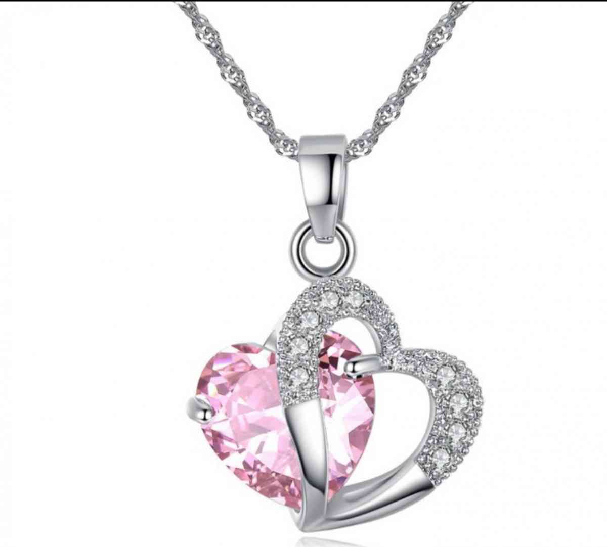 Fashion Peach Heart Shape Colorful Zircon Necklace Clavicle - Alexandria, Virginia - FleaMarketBay