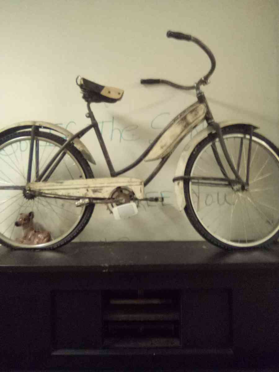 white vintage chrome bycicle with white wall tires - Creedmoor, North Carolina - FleaMarketBay