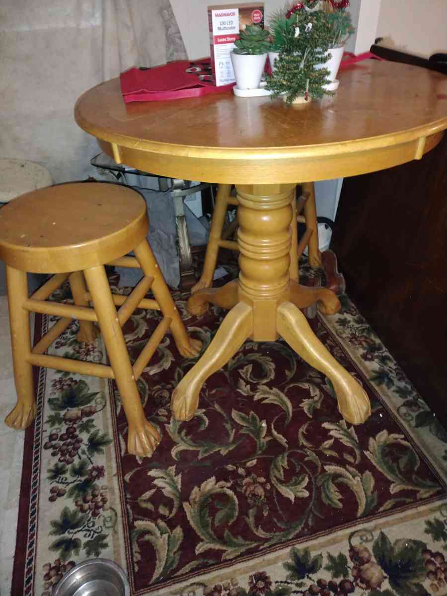 a light wooden high top table with two wooden stools - Mount Carmel, Tennessee