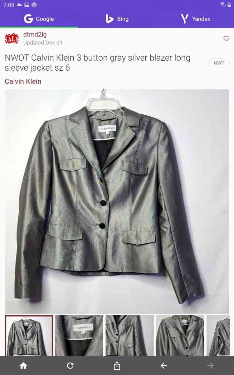 Calvin Klein shimmering silver cocktails Blazer - Acworth, Georgia
