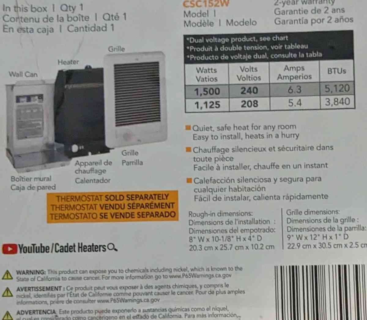 Forced fan heater wall unit - Columbus, Ohio - FleaMarketBay