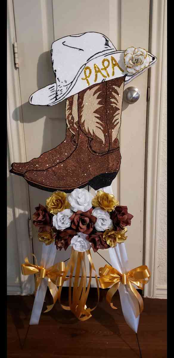 Cemetery Foam Cowboy Boots  Hat Arrangement Stand - San Antonio, Texas - FleaMarketBay