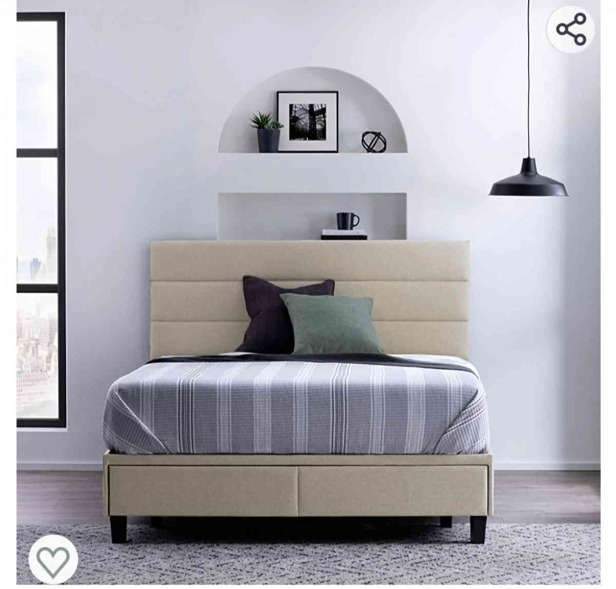 King Size Upholstered Bed Builtin DrawersModern Channel Tuft - Dayton, Ohio