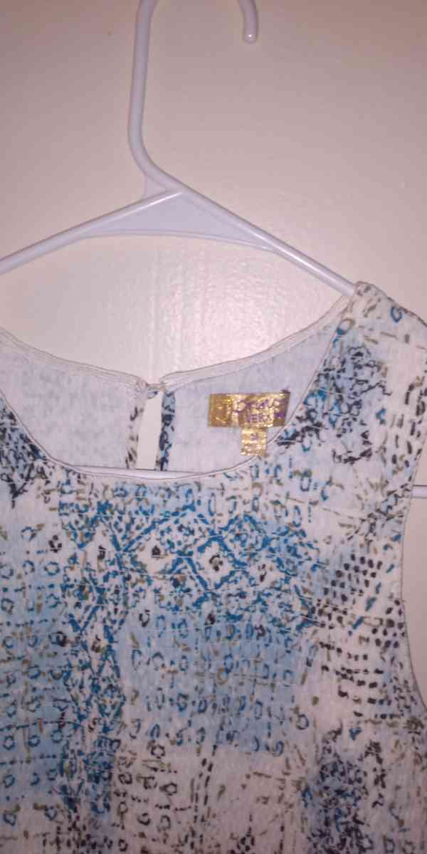 Vera Wang Womens Princess Dress Ruffle Detail Blue Print Siz - Fort Gaines, Georgia - FleaMarketBay