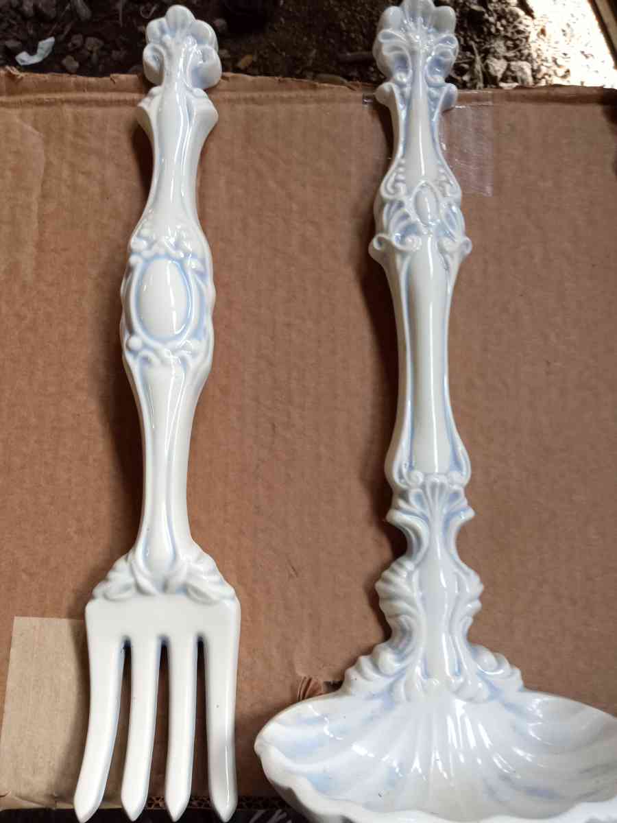 antique pottery fork spoon and soap dish - Pelzer, South Carolina