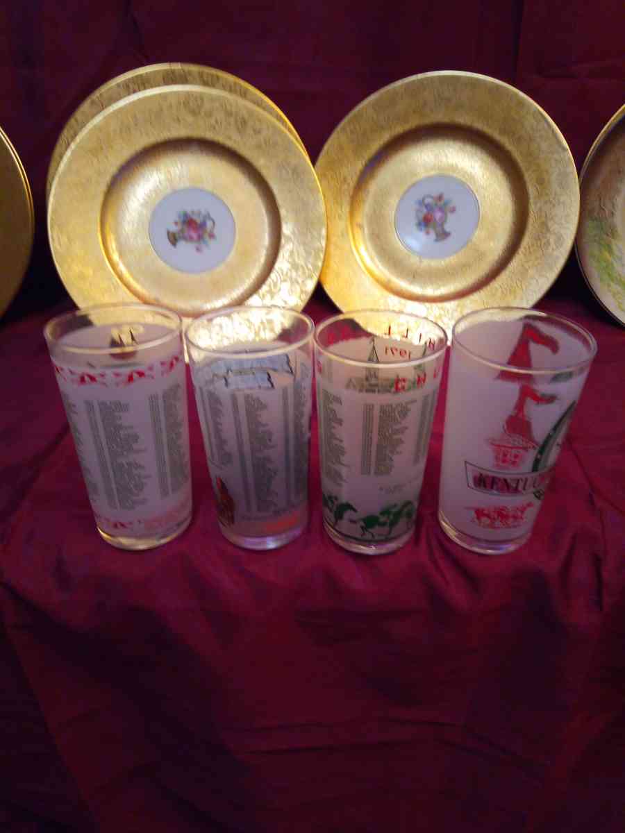 4 Kentucky Derby Churchill Downs glasses - Alicia, Arkansas - FleaMarketBay
