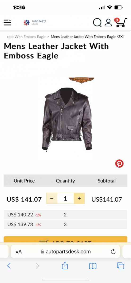 New Mens Bikers Genuine leather jacket with Emboss Eagle - Antioch, Tennessee - FleaMarketBay