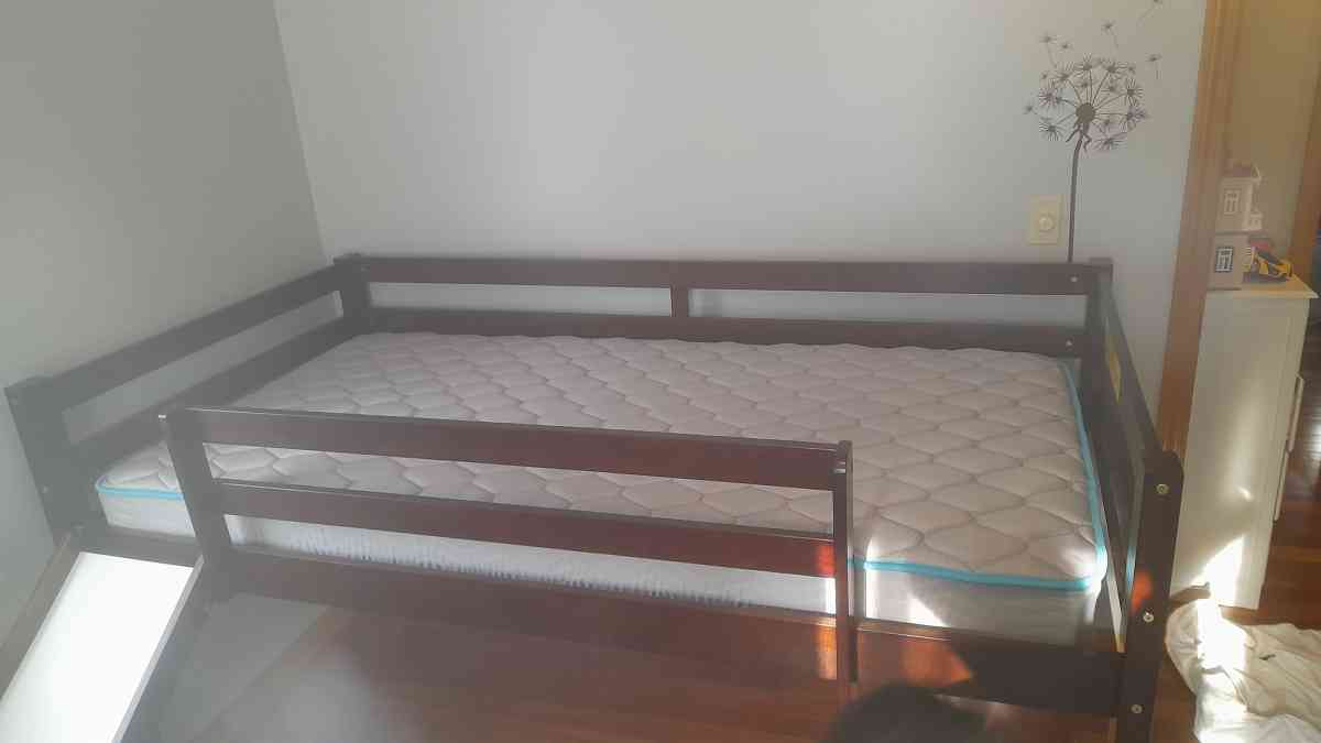 wooden children bed with slide no mattress - Wilbraham, Massachusetts - FleaMarketBay