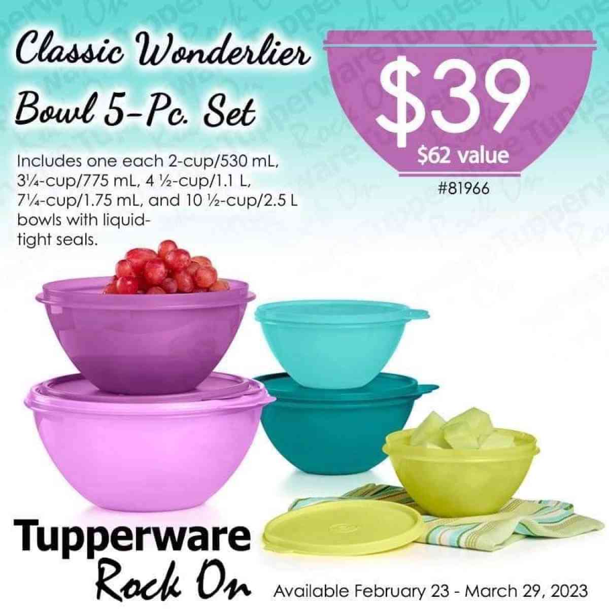 Tupperware Wonderlier 5Pc Bowl Set - Gastonia, North Carolina