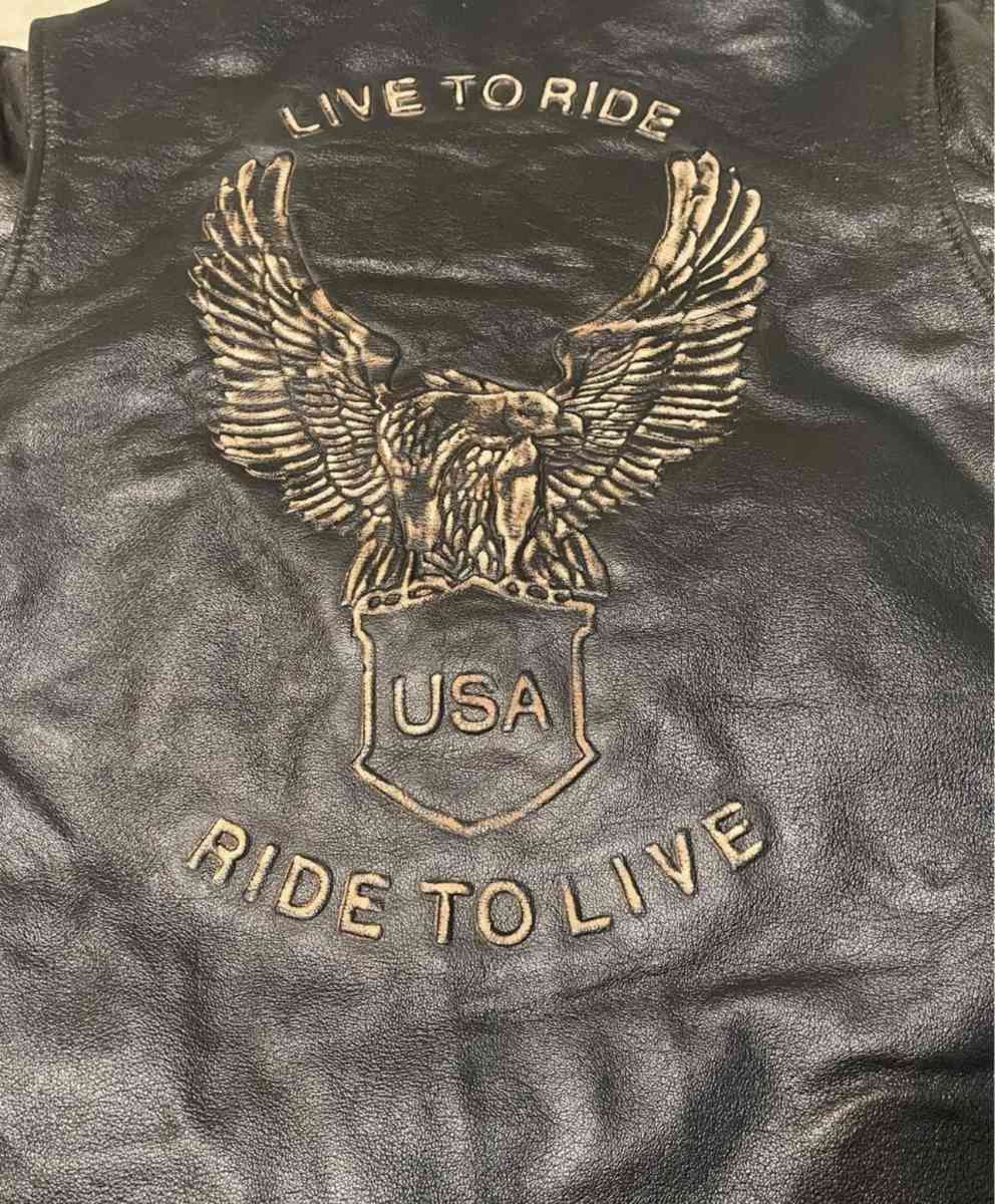 New Mens Bikers Genuine leather jacket with Emboss Eagle - Antioch, Tennessee - FleaMarketBay
