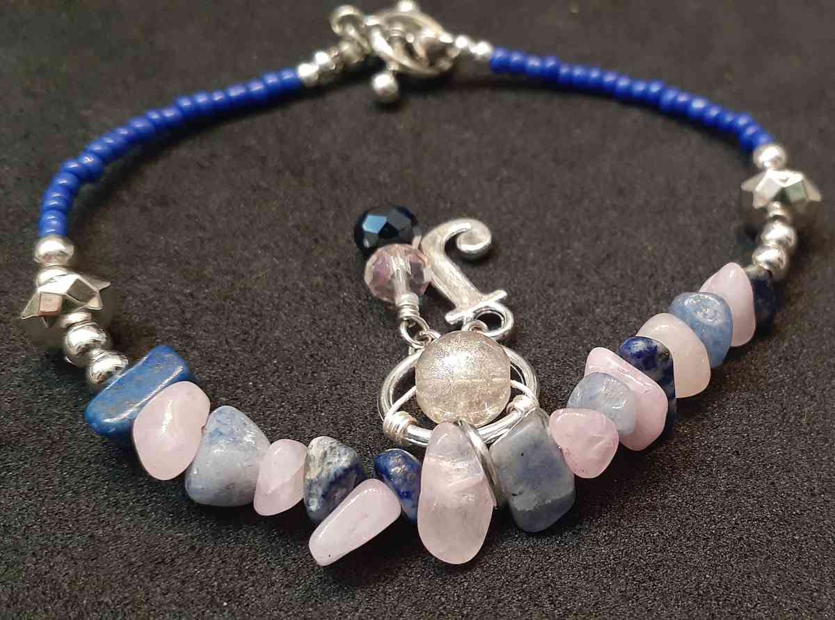 Rose Quartz and Sodalite Gemstone Charm Bracelet jewelry - San Antonio, Texas