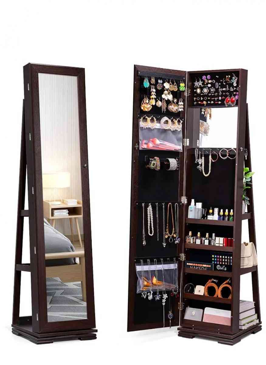 360Swivel Jewelry Armoire w MirrorFull Length Mirror Jewelry - Victorville, California