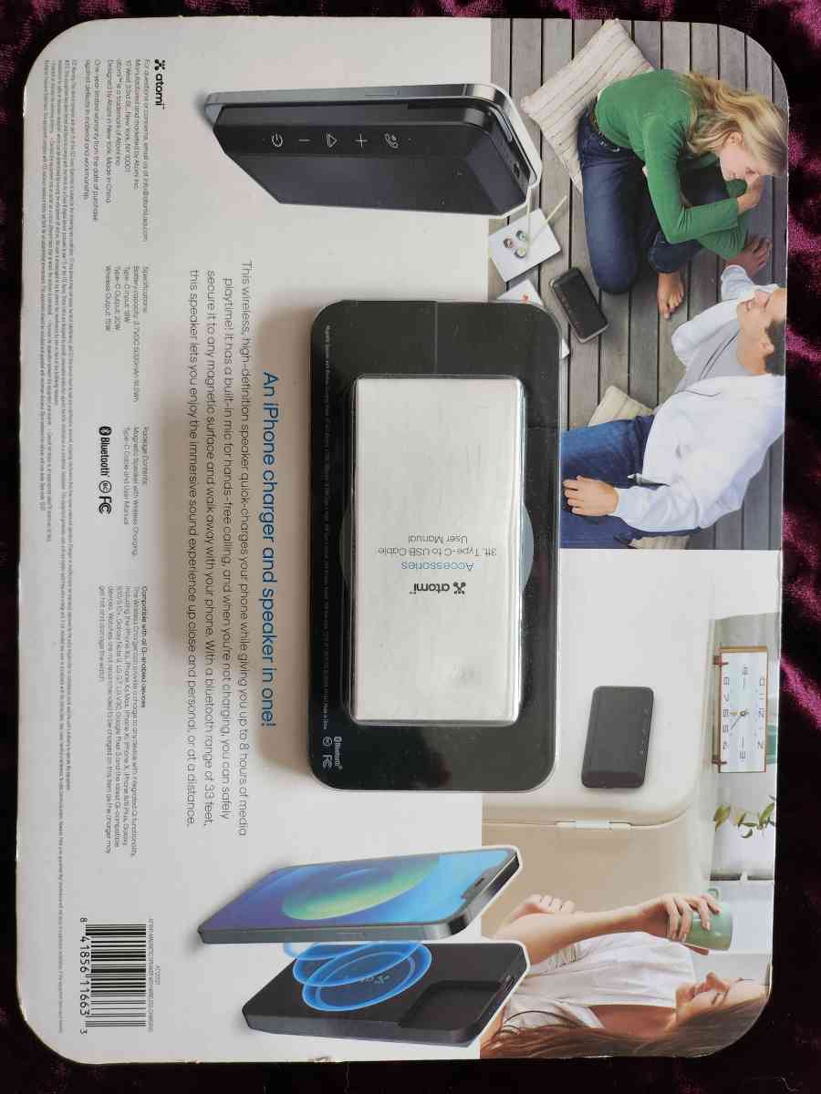 ATOMI Wireless Magnetic Fast Charger With Bluetooth Speaker - Terre Haute, Indiana - FleaMarketBay