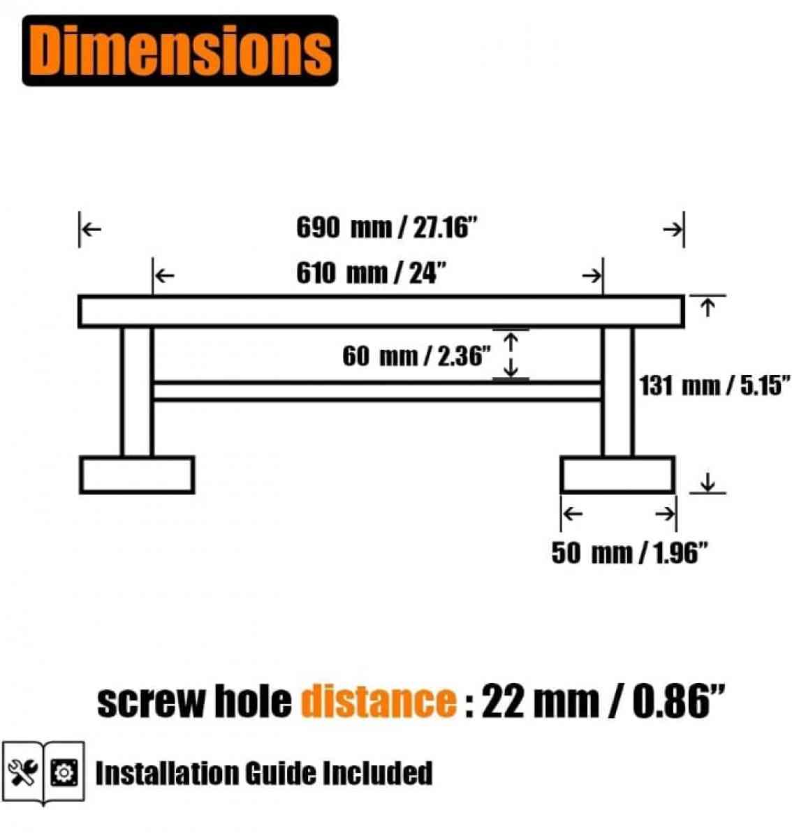 Double Towel Bar 24 304 Stainless Steel Thicken 08mm for Bat - Adelanto, California - FleaMarketBay