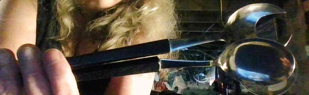 SALT AND PEPER SHAKERS AND SALAD SPOON AND FORK SET - Alliance, Ohio