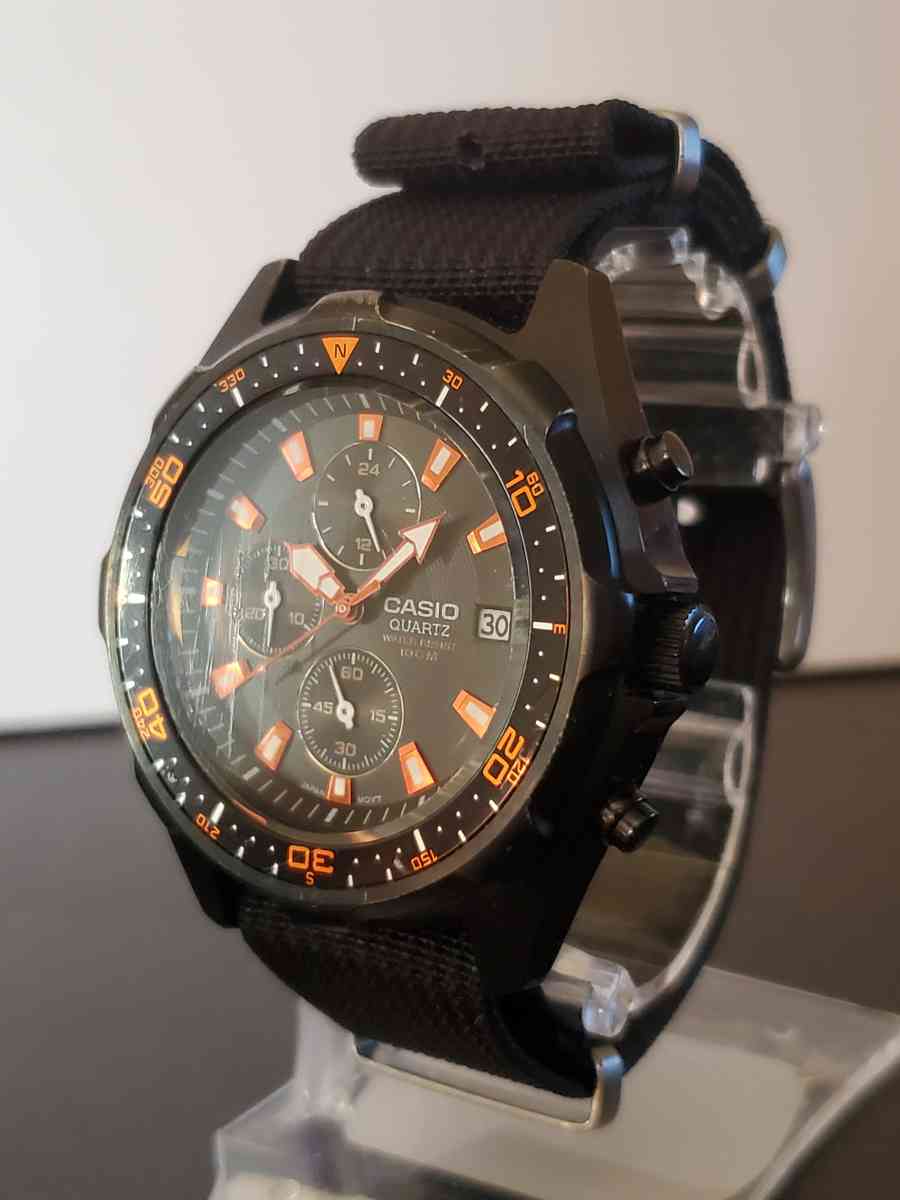 Casio Mens AMW370B1A1 Black Analog MultiFunction Chronograph - Lorain, Ohio - FleaMarketBay