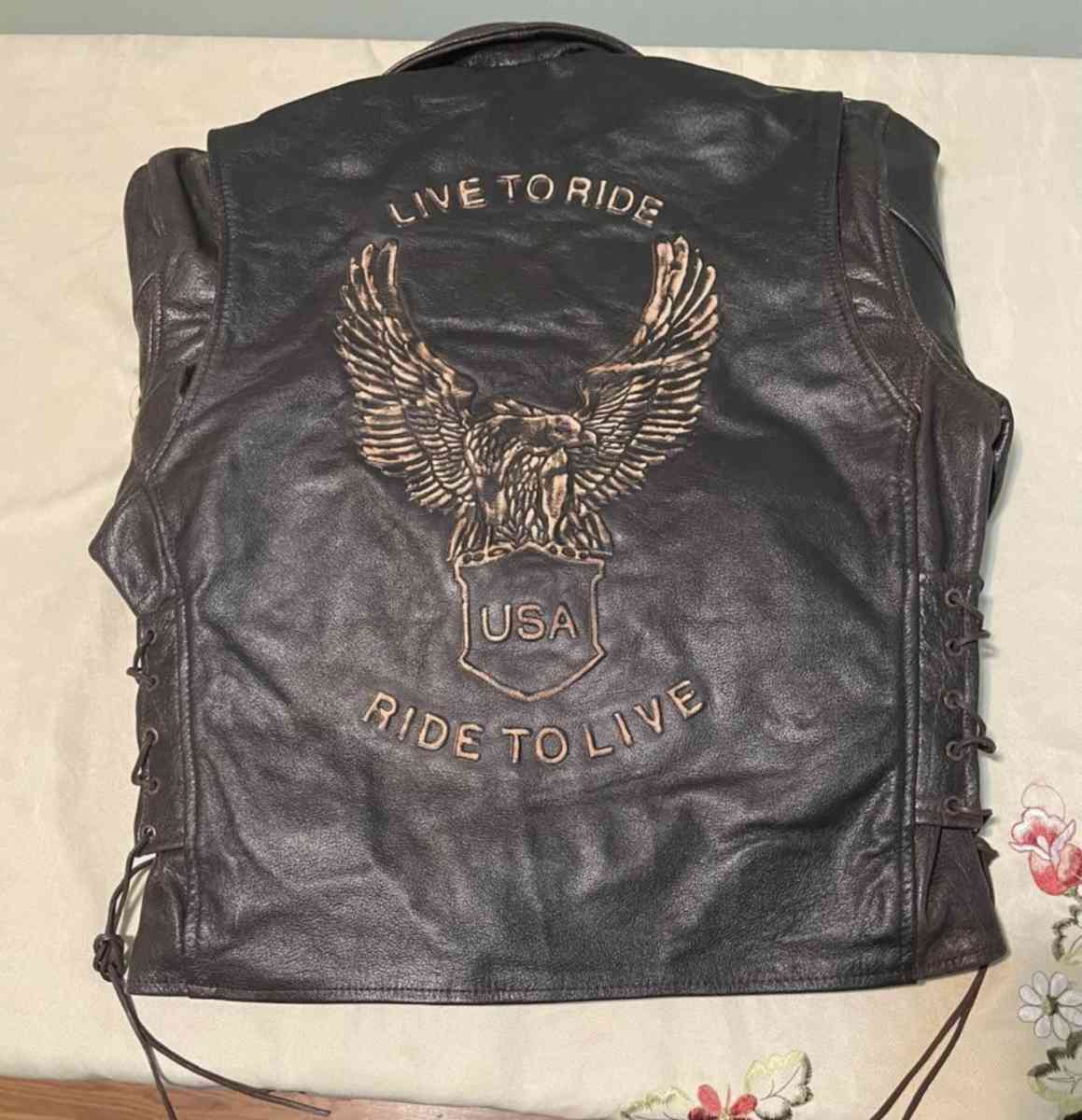 New Mens Bikers Genuine leather jacket with Emboss Eagle - Antioch, Tennessee - FleaMarketBay