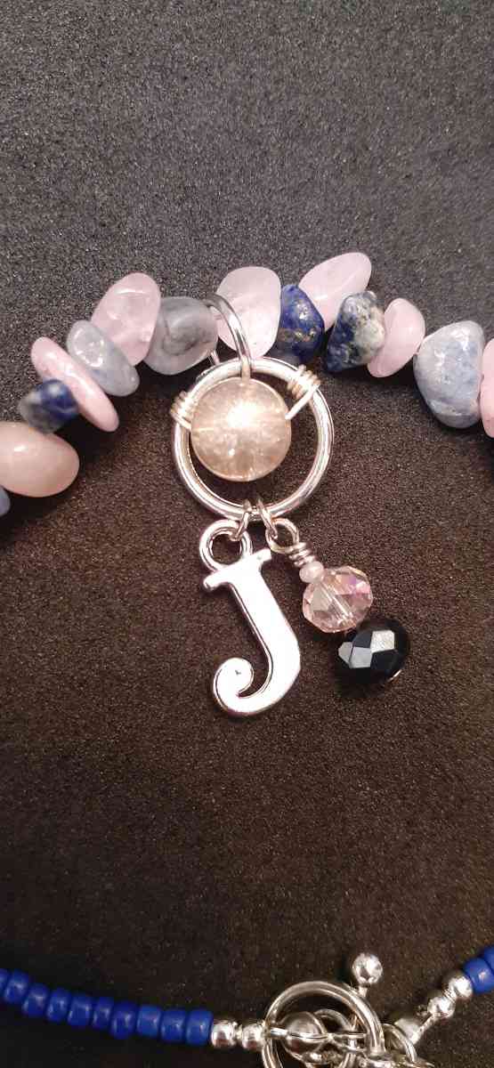 Rose Quartz and Sodalite Gemstone Charm Bracelet jewelry - San Antonio, Texas - FleaMarketBay