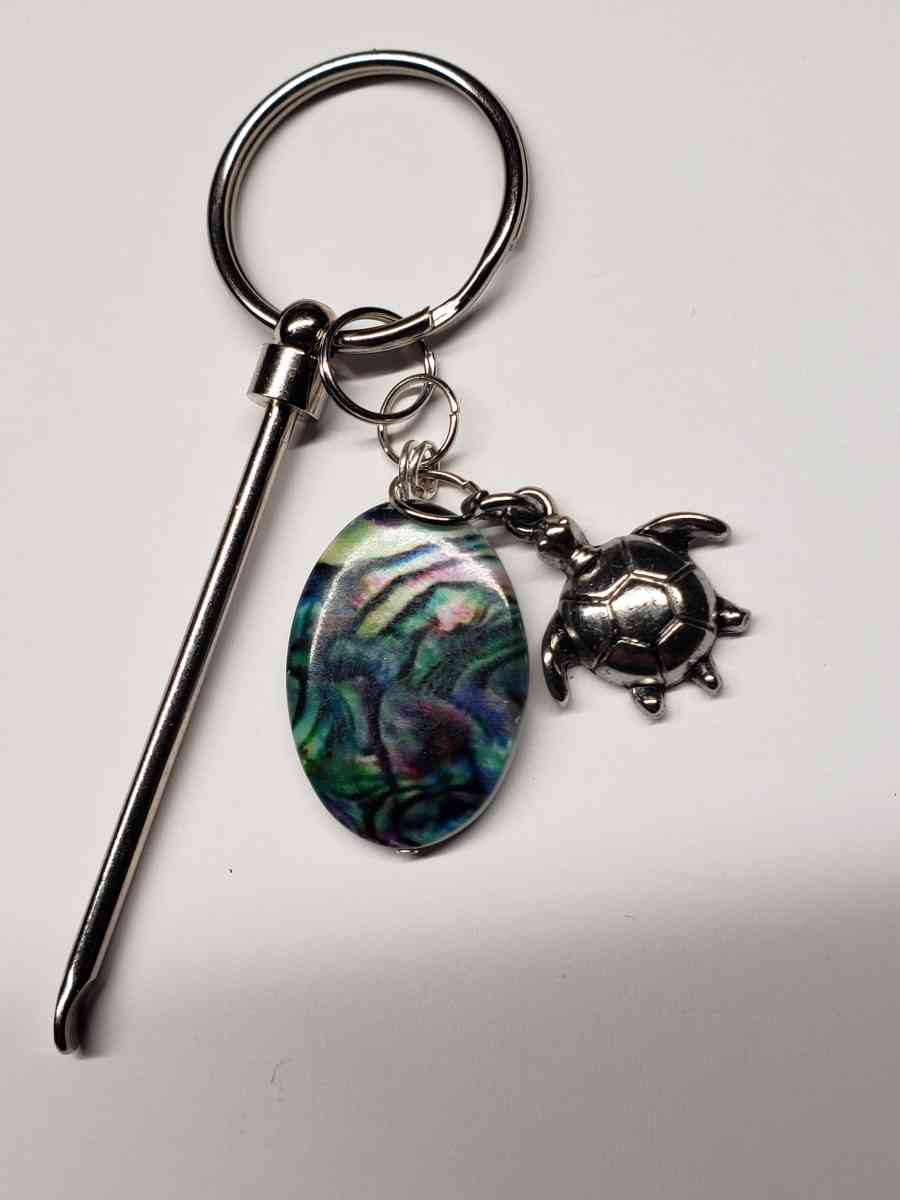 Albalone Shell Sea Turtle Dabtool Keychain - Carmichael, California
