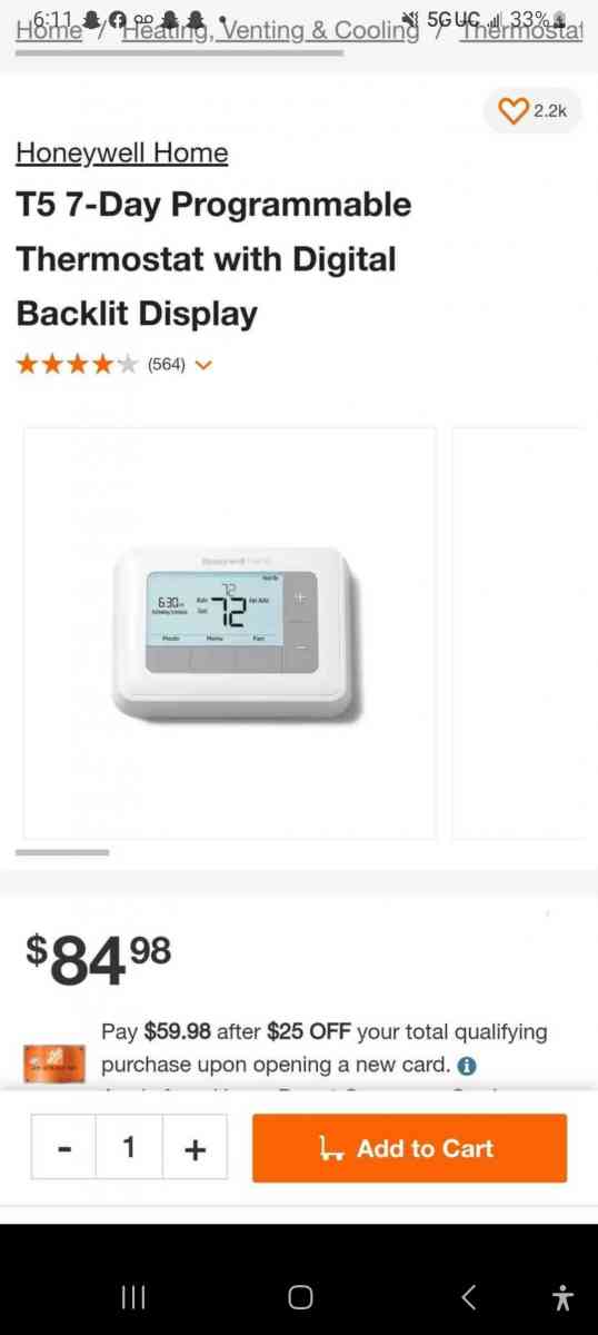 Honeywell T5 Programmable Thermostat - Hot Springs National Park, Arkansas - FleaMarketBay
