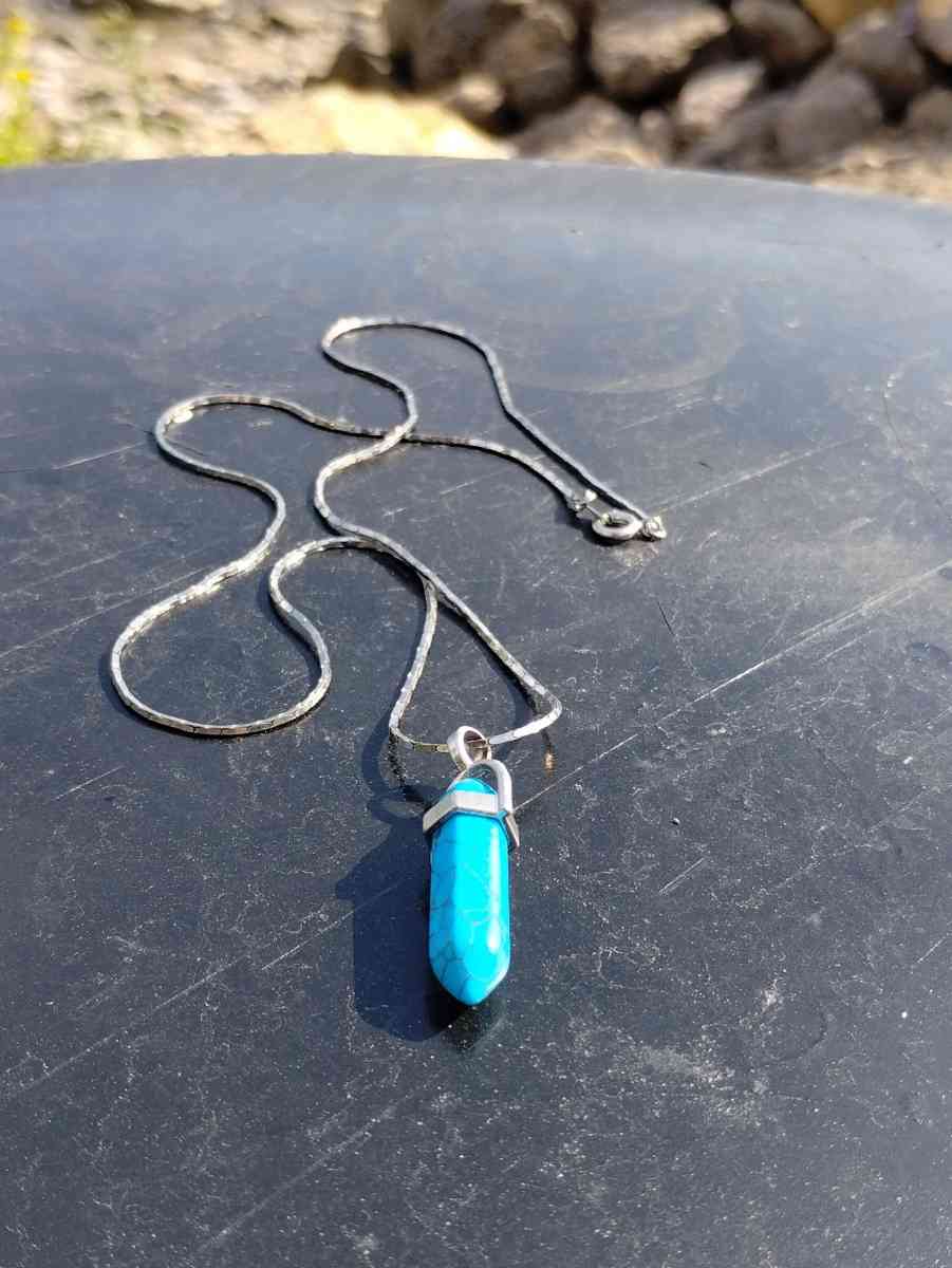 Silver and Turquoise necklace with pendant - Los Angeles, California - FleaMarketBay