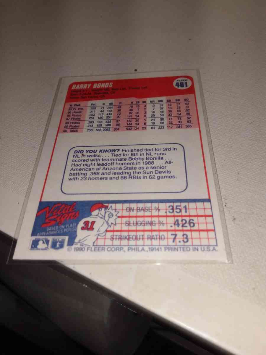 1990 Barry bonds - Alicia, Arkansas - FleaMarketBay