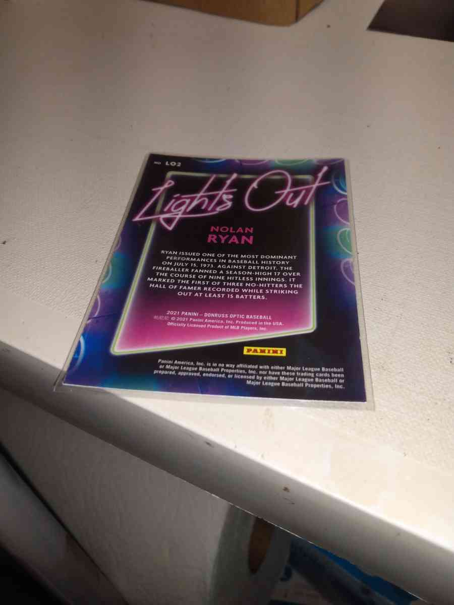 2021 panini lights out Nolan Ryan - Alicia, Arkansas - FleaMarketBay