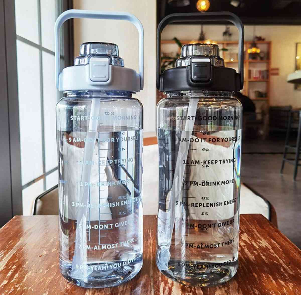 64oz Motivational Water Bottle with Straw Time Marker - Derby, Connecticut - FleaMarketBay