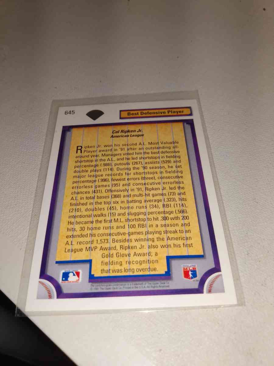 1992 upper Deck best defensive player cowboy Jr - Alicia, Arkansas - FleaMarketBay