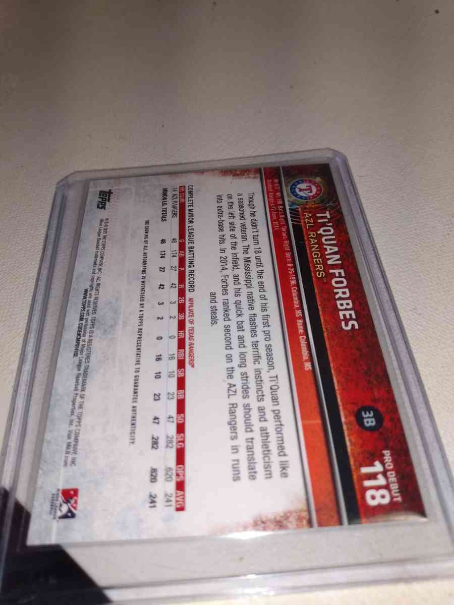 2015 Topps pro debut Tiquan Forbes autograph - Alicia, Arkansas - FleaMarketBay