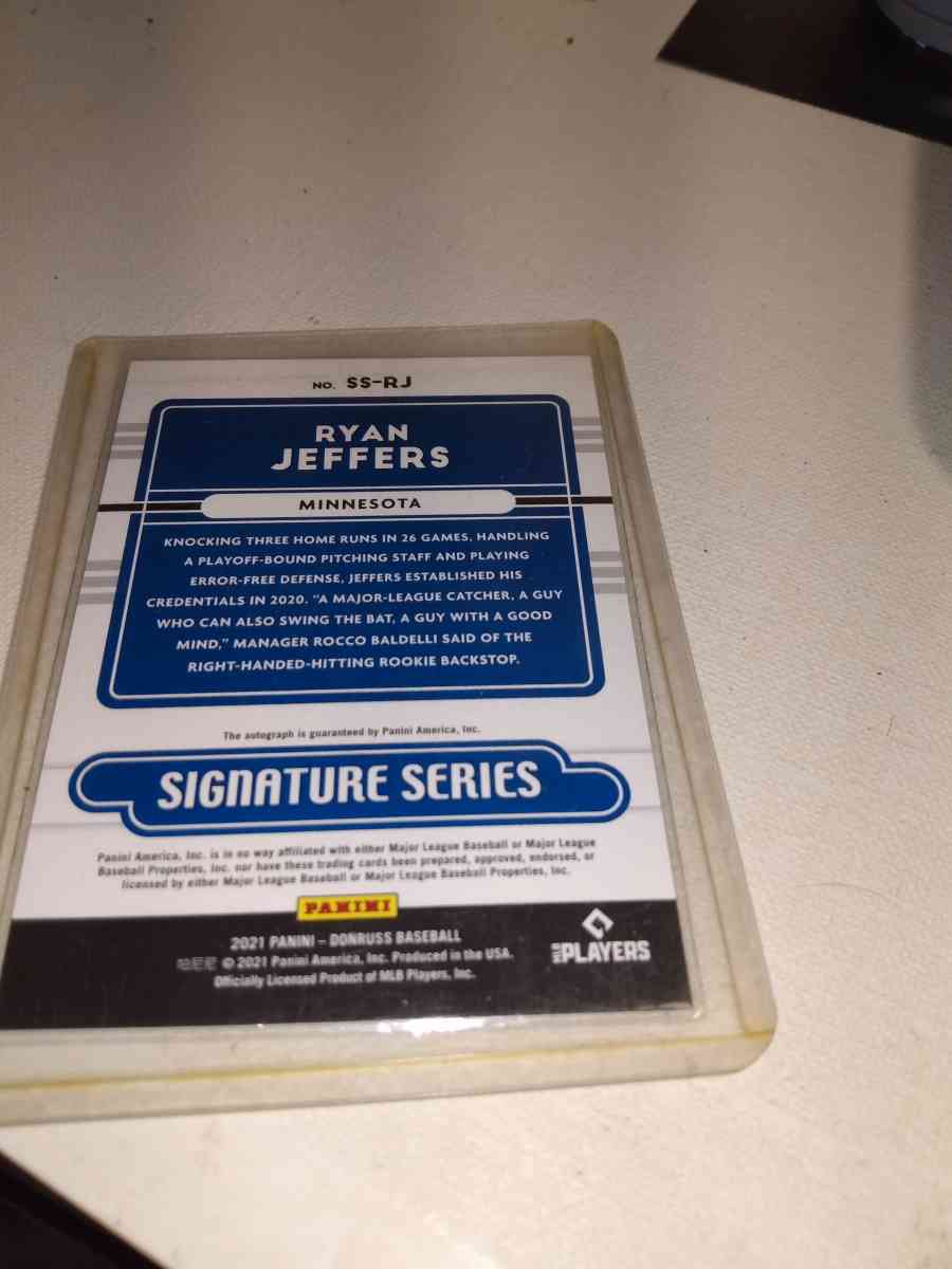 2021 panini autograph Ryan Jeffers - Alicia, Arkansas - FleaMarketBay