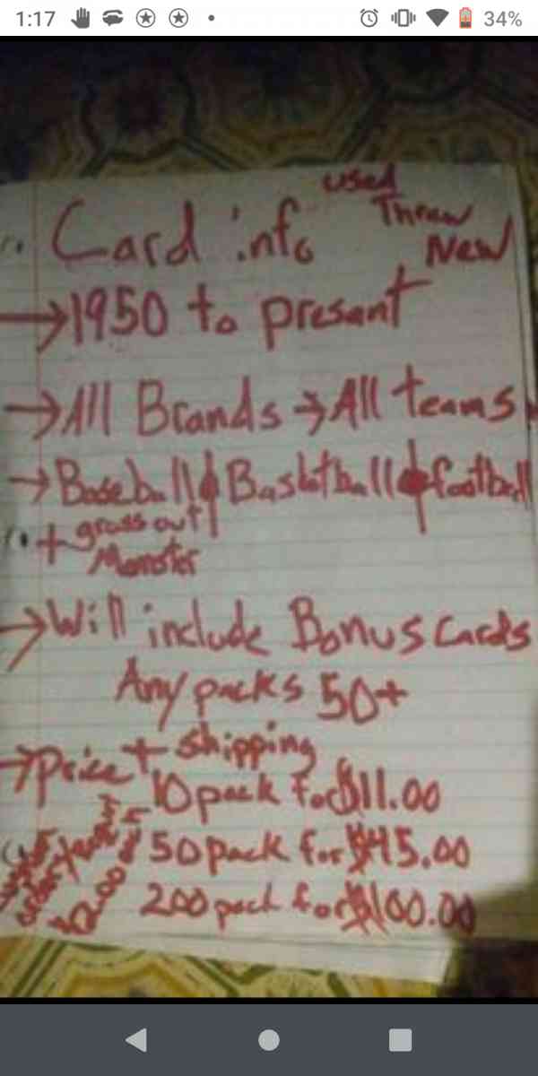 baseball lottery mystery sports cards - Youngstown, Ohio