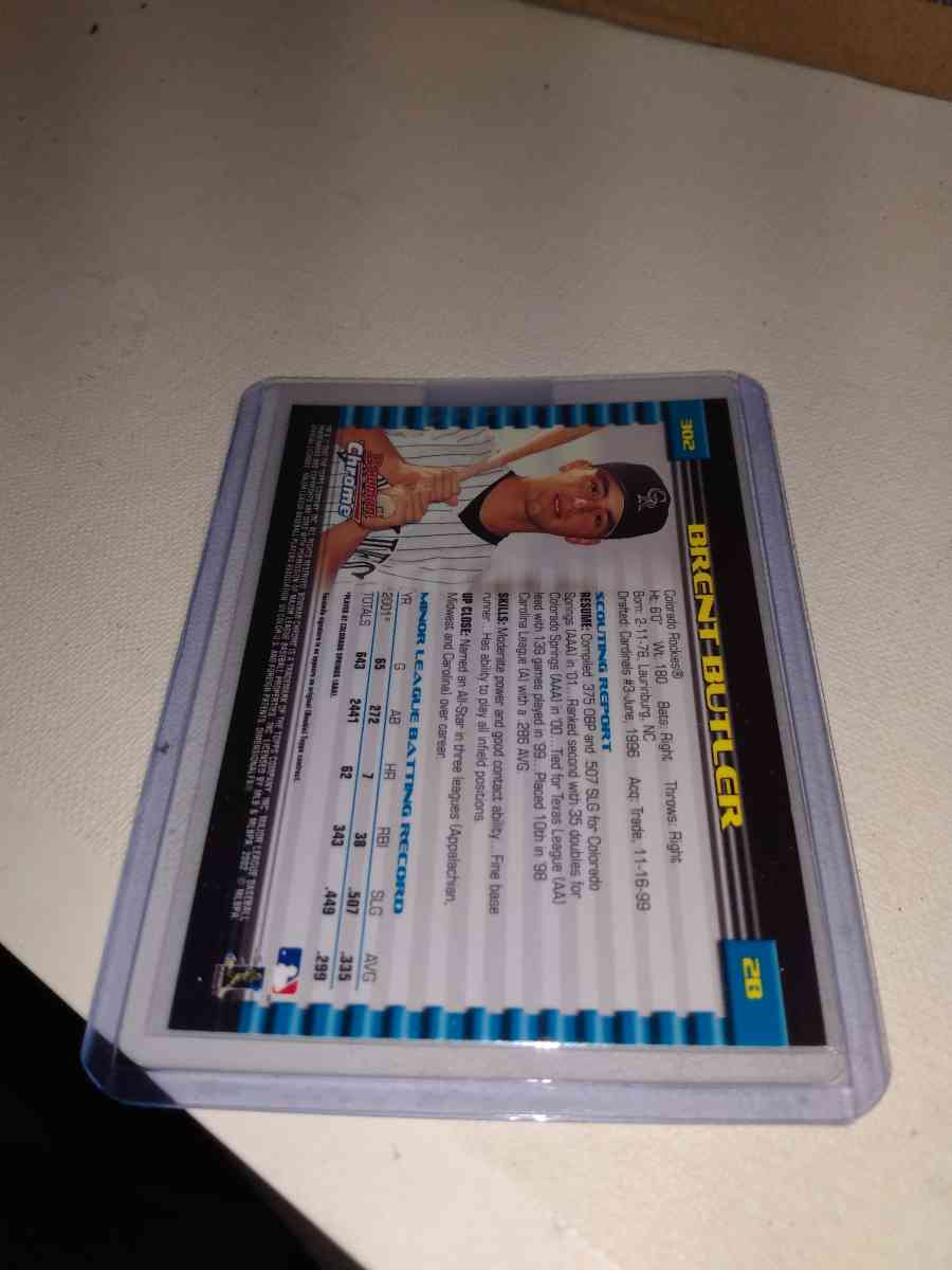 2002 Bowman Chrome autograph Brent Butler - Alicia, Arkansas - FleaMarketBay