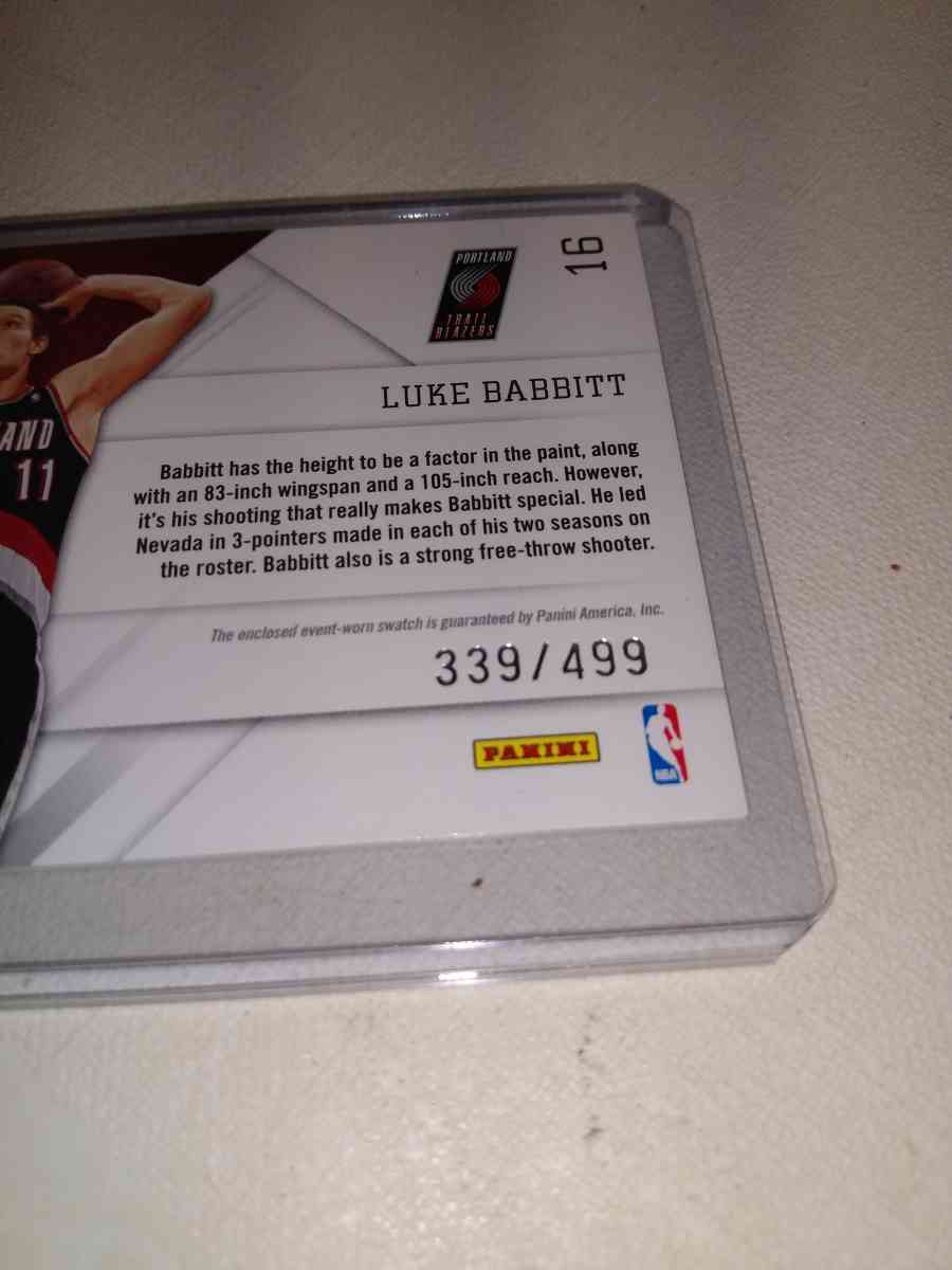 play 2010 Luke Babbitt relic card - Alicia, Arkansas - FleaMarketBay