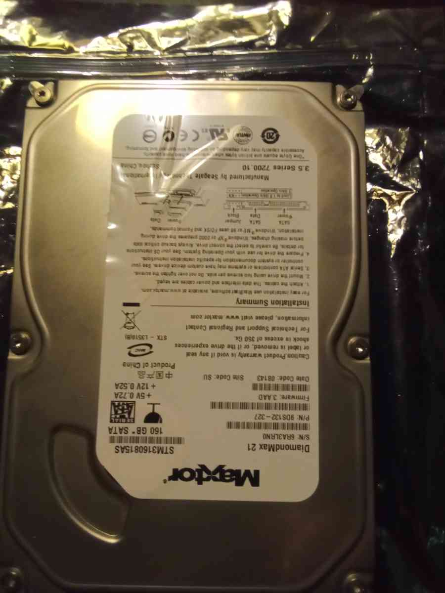 Max tor diamond 21 hard drive 160gb