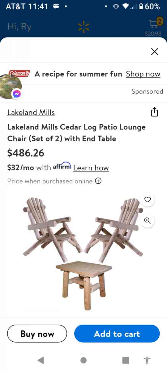 2 LAKELAND MILLS ADK chair and table set - Vero Beach, Florida
