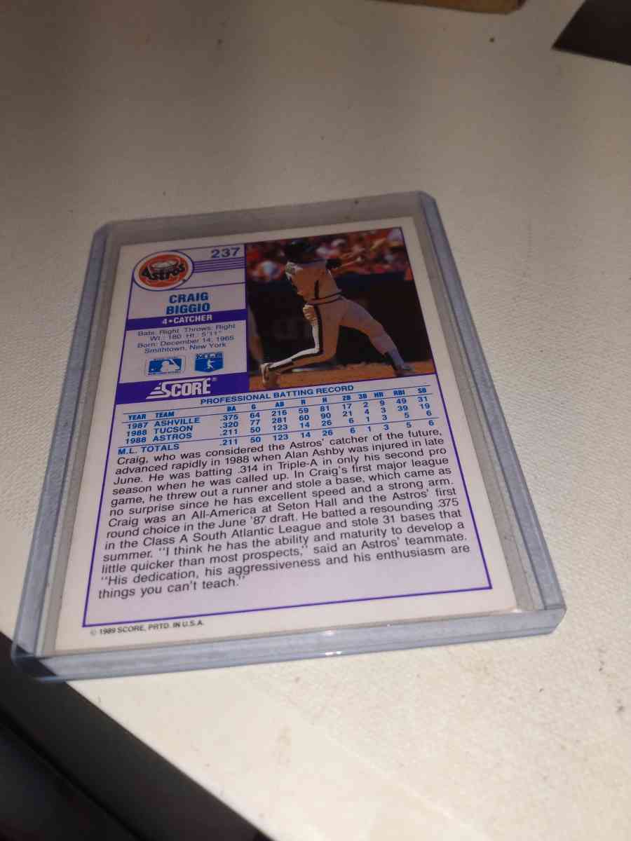 1990 score Craig biggio rookie card - Alicia, Arkansas - FleaMarketBay