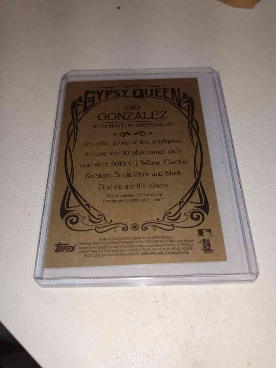 2010 Gypsy Queen gio Gonzalez relic - Alicia, Arkansas - FleaMarketBay
