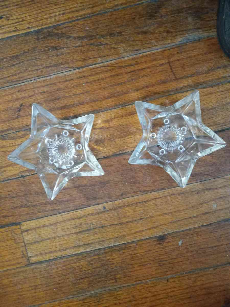 vintage clear glass star candle holders - Bangor, Maine