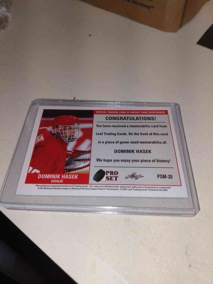 2021 pro set Dominic Hasek relic card - Alicia, Arkansas - FleaMarketBay