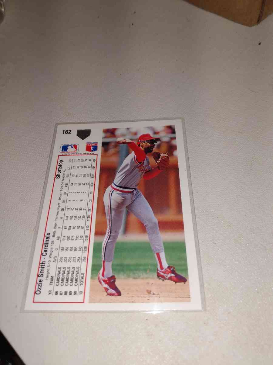 1991 upper Deck card number 162 Ozzie Smith - Alicia, Arkansas - FleaMarketBay