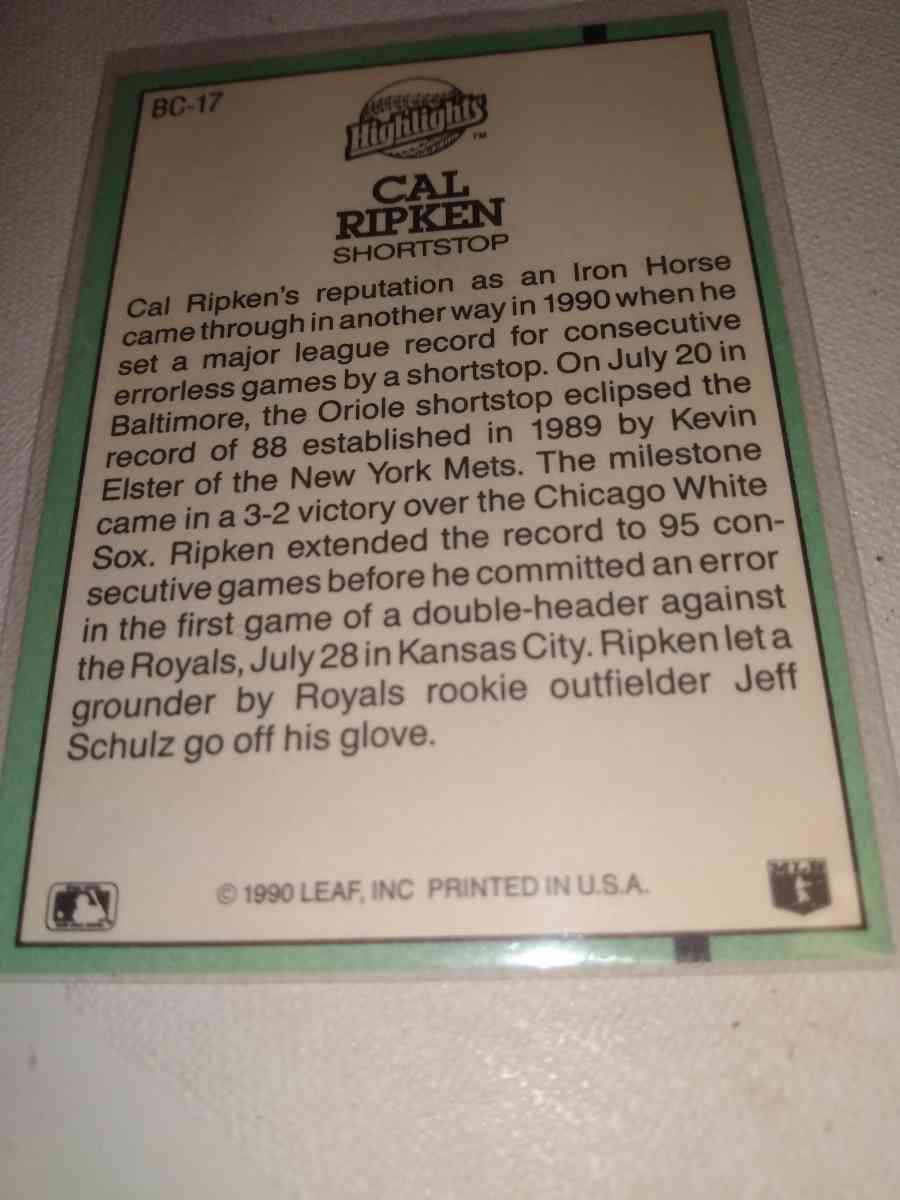 1991 Cal ripken Jr error card - Alicia, Arkansas - FleaMarketBay