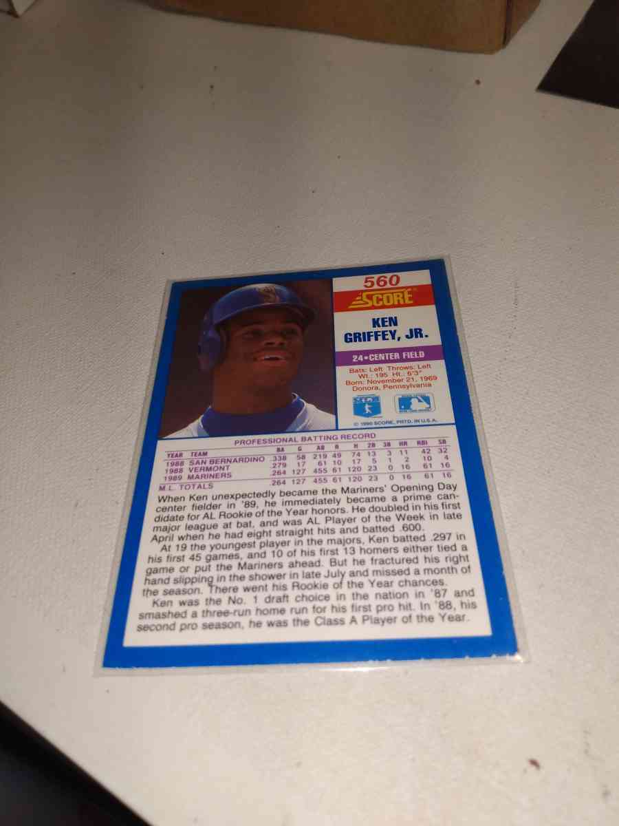 1992 score card number 560 Ken Griffey Jr - Alicia, Arkansas - FleaMarketBay