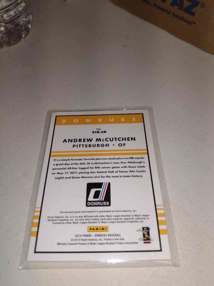 2019 panini Andrew McCutchen Jersey relic - Alicia, Arkansas - FleaMarketBay