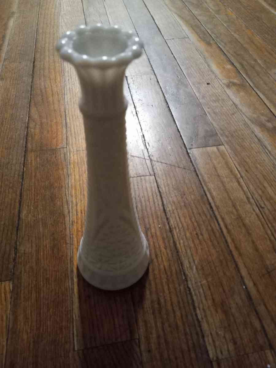 Vintage star and bars milk glass Anchor bud vase - Bangor, Maine