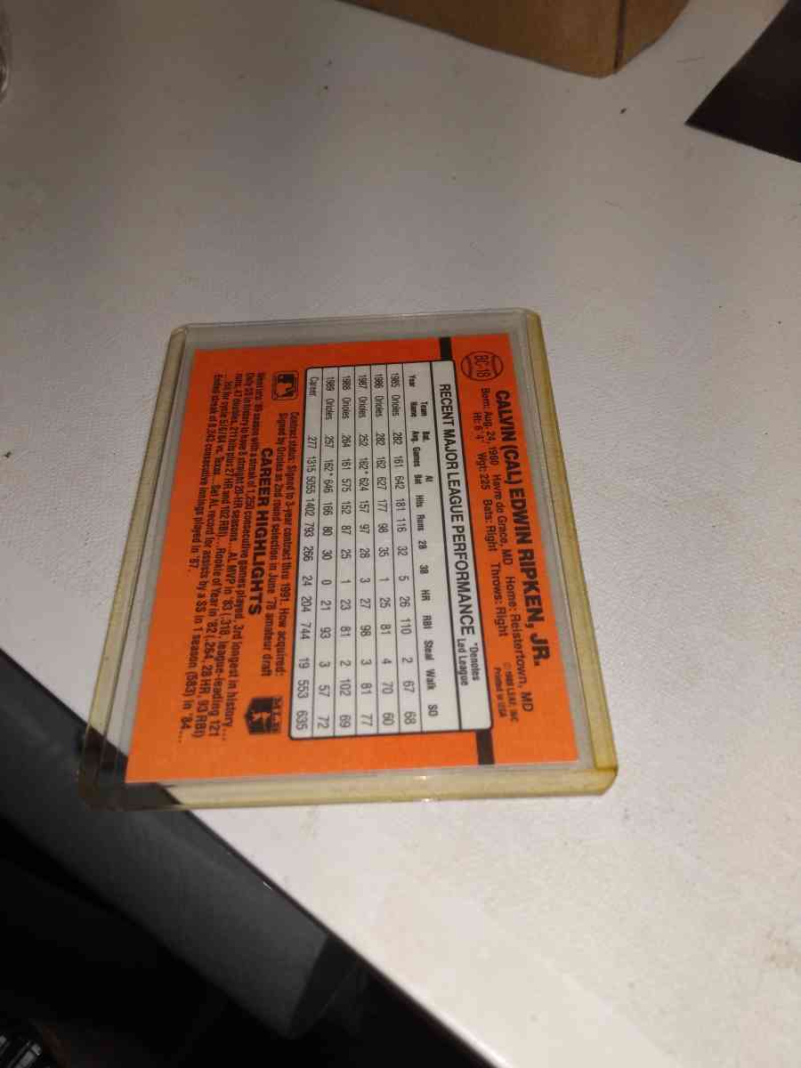 1990 donruss Cal ripken Jr error card - Alicia, Arkansas - FleaMarketBay