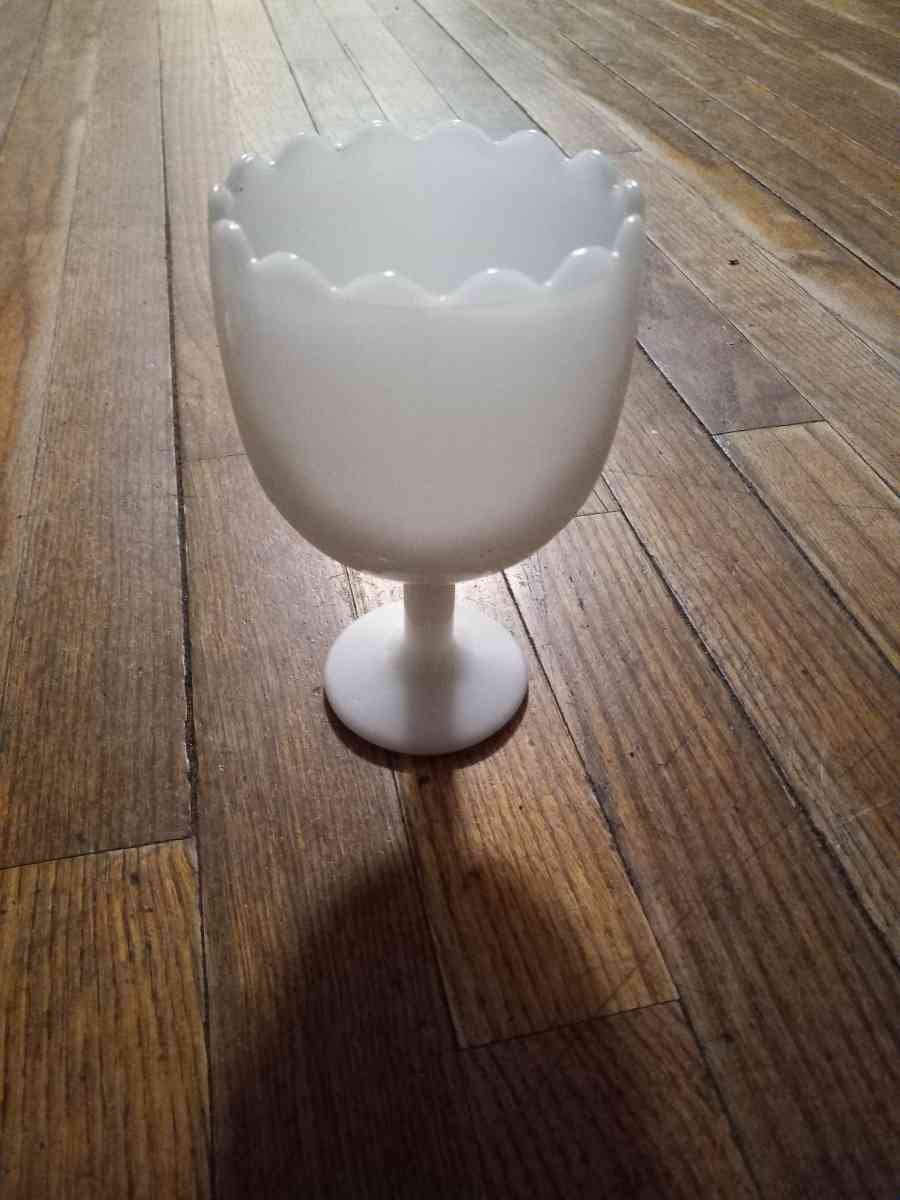 Vintage milk glass goblet - Bangor, Maine