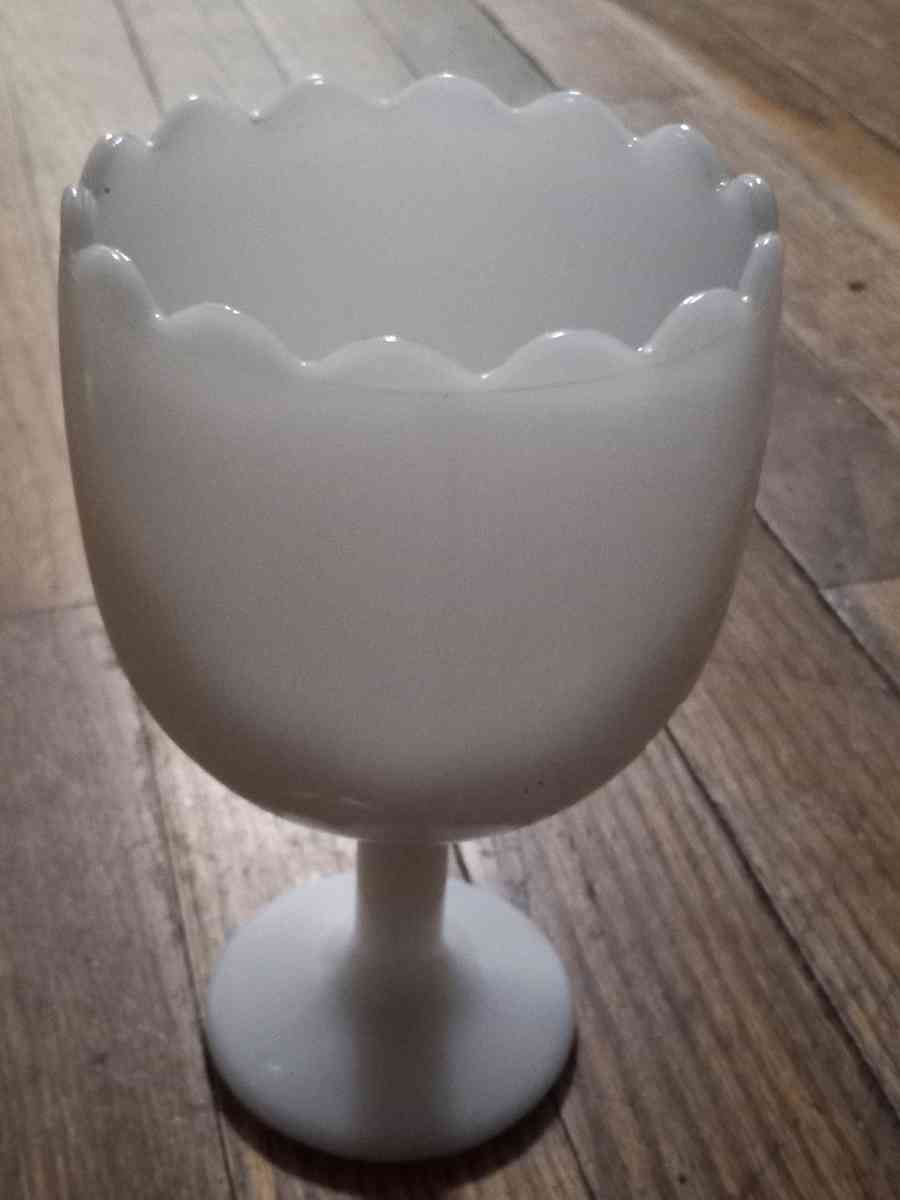 Vintage milk glass goblet - Bangor, Maine - FleaMarketBay